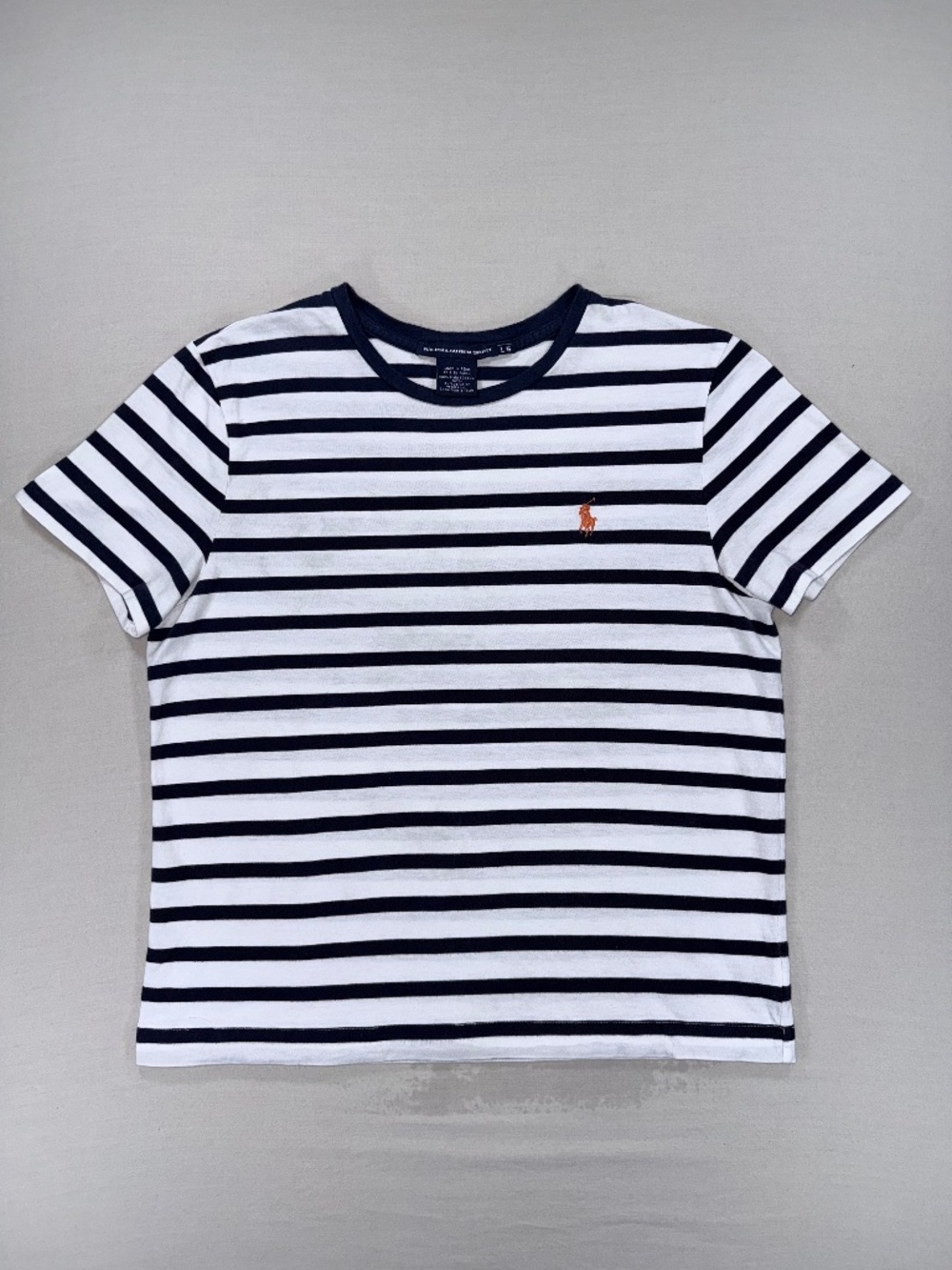 Ralph Lauren Sport Striped Pima Cotton Jersey Tee Navy White L